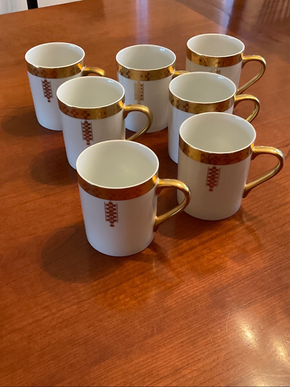 Tiffany & Co. Frank Loyd Wright  Inspired Imperial 1992 Gold Trim. Set of 7